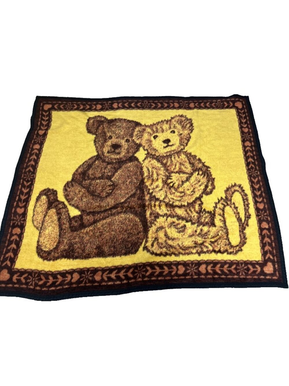 Biederlack Custom Throw Blanket Brown Yellow Teddy Bears Soft